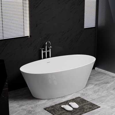 66" Freestanding Solid Surface Bathroom Soaking Tub