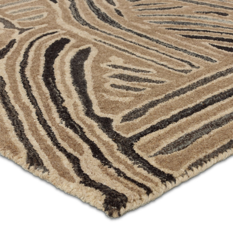 Verde Home By Jaipur Living Kathmandu PVH13 Handmade Abstract Tan and Black Area Rug (6'x9'), Rectangle 9' x 12'