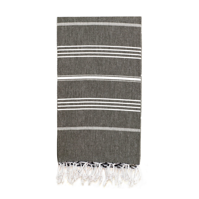 Serviette de plage en coton turc Pestemal, Noir