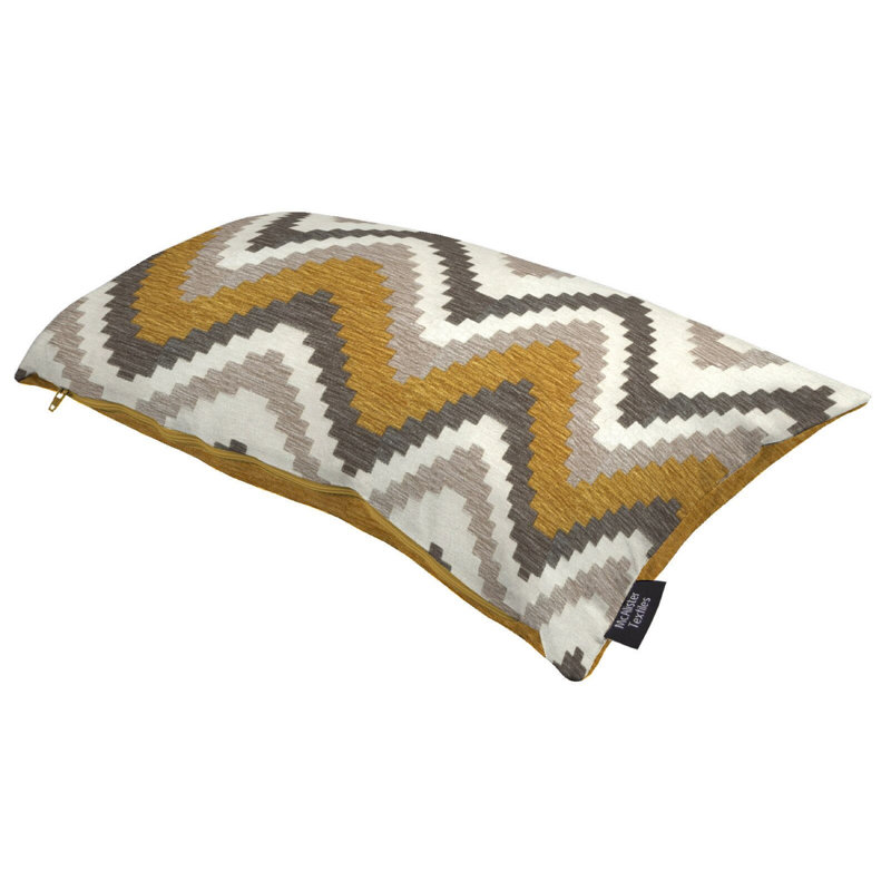 Lori Chevron Rectangular Cushion, 30 x 50cm, Ochre Yellow/Grey