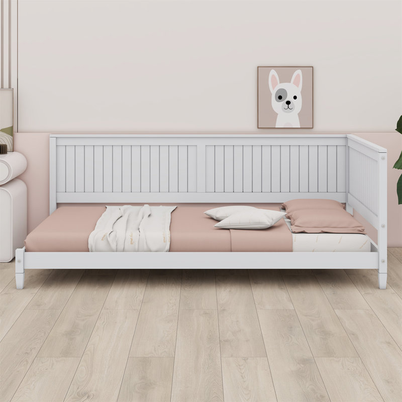 Ingus Wood Mid-Century Modern Daybed, White, Full