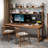Nut-brown Rectangular Solid Wood Executive Desk-1573446651