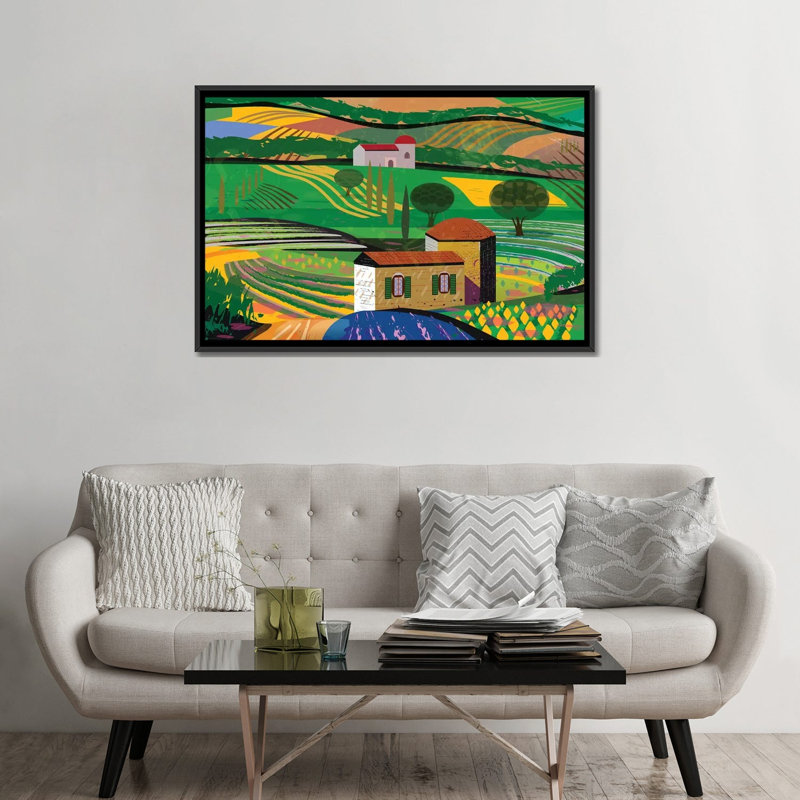 « summer fields », impression sur toile, H 32 po x l 48 po x P 1,5 po, Toile avec cadre noir, Pas de tapis