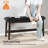 Solid Wood Bench with PU Leather Upholstered Seat