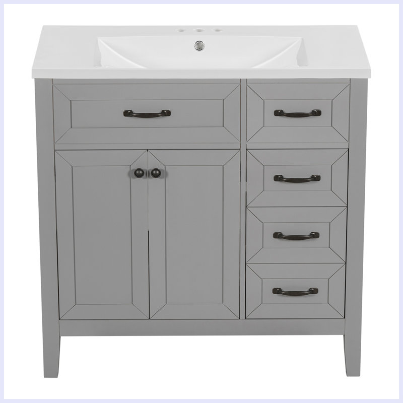 Ensemble de meuble-lavabo moderne avec lavabo et tiroirs, Vert