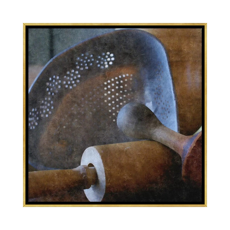 Cuisine rustique I, Cadre doré, H 12 po x l 12 po x P 1,5 po