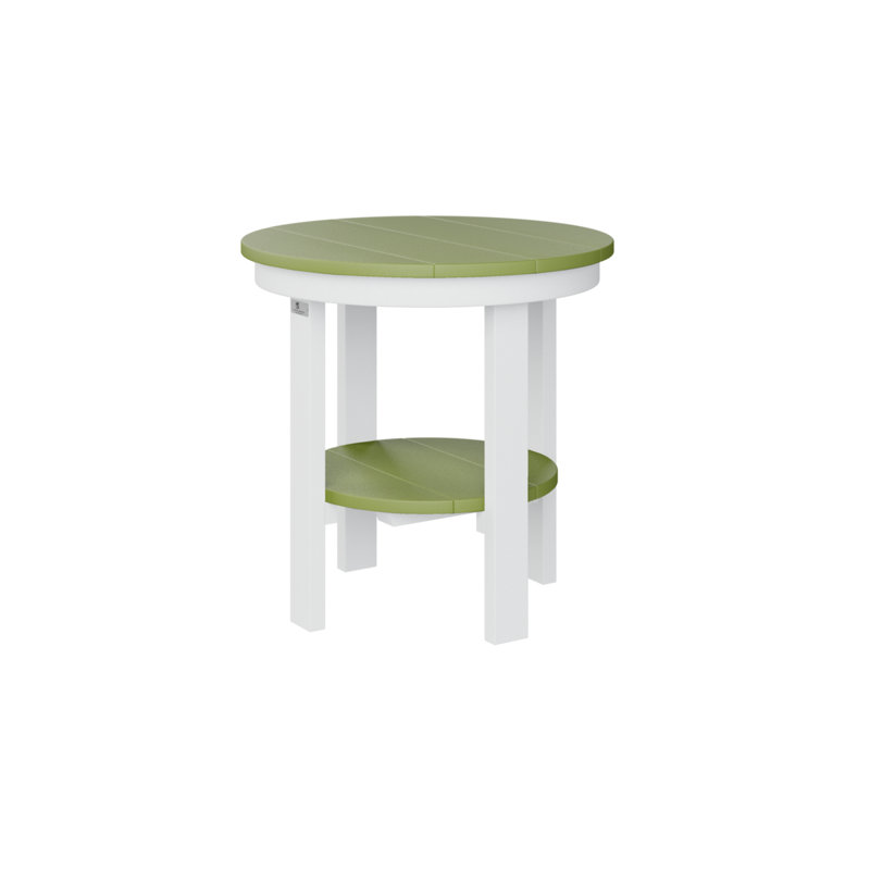 Berlin Gardens Regular Top With White Base Round End Dining Table, Kiwi Green, 21" H x 21.5" W x 21.5" D
