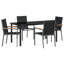 5 Piece Garden Dining Set Black PVC-coated polyester