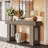 63" Farmhouse Console Table, Natural Wooden Sofa Table Rectangular Accent Console For Entryway, Hallway & Living Room (grey)-876981171