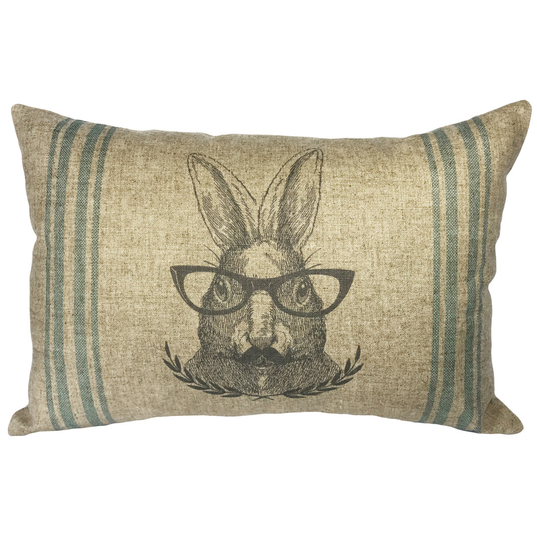 Rabbit Striped Linen Lumbar Pillow TheWatsonShop
