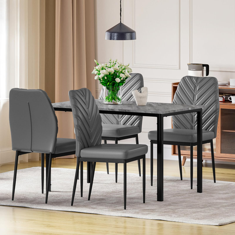 4 - Person Dining Set, Grey, Grey