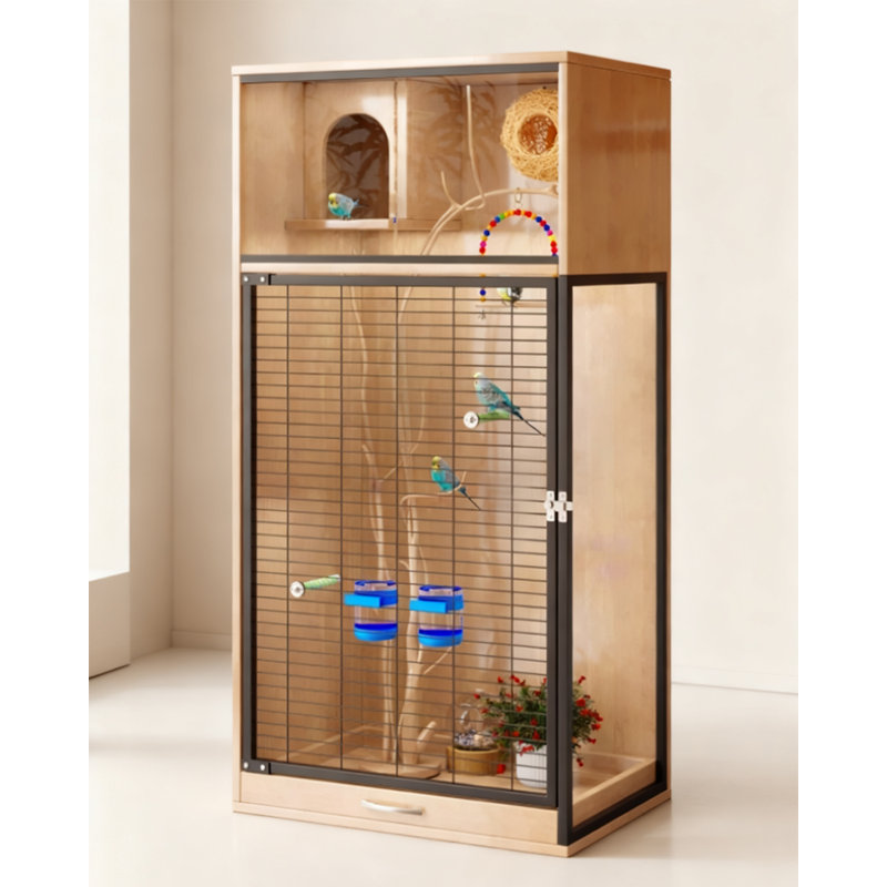 Cage à perroquet en bois massif Nordic Natural