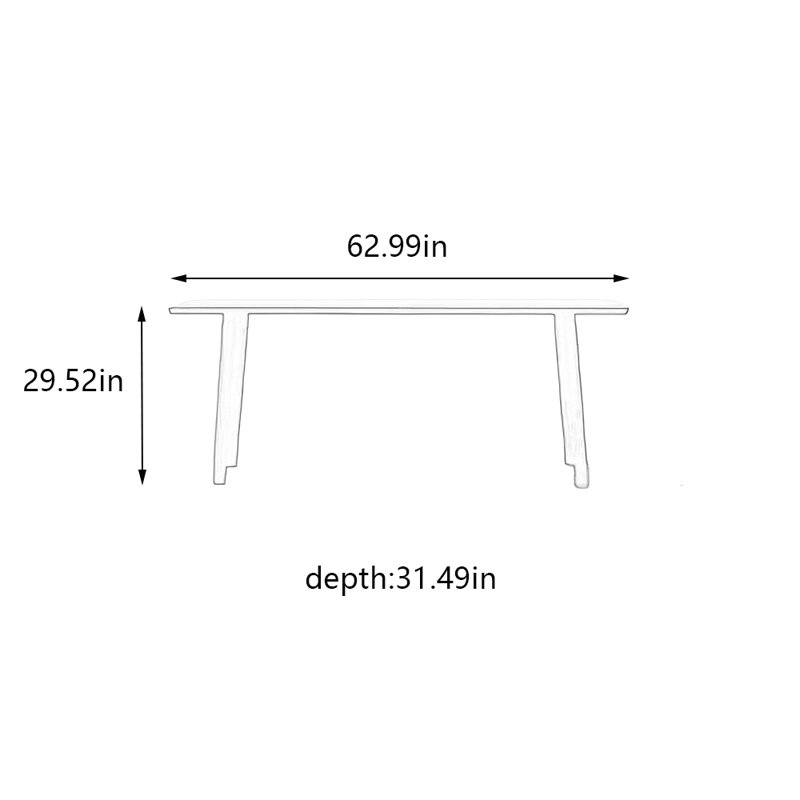 Modern minimalist household dining table, 29.52"H x 62.99"L x 31.49"W