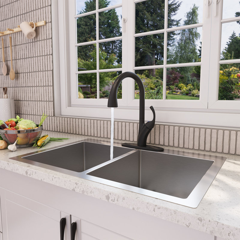 Boyel Living Pull Down Spray Kitchen Faucet, Matte Black