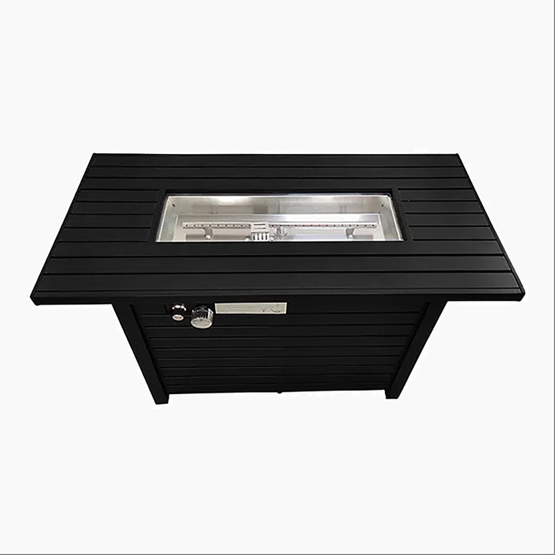25" H X 42" W Steel Outdoor Fire Pit Table With Lid