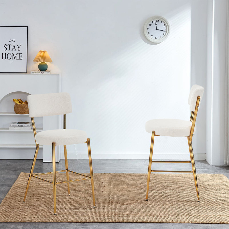 Tabouret de comptoir 25 po Rachell, Or, Blanc