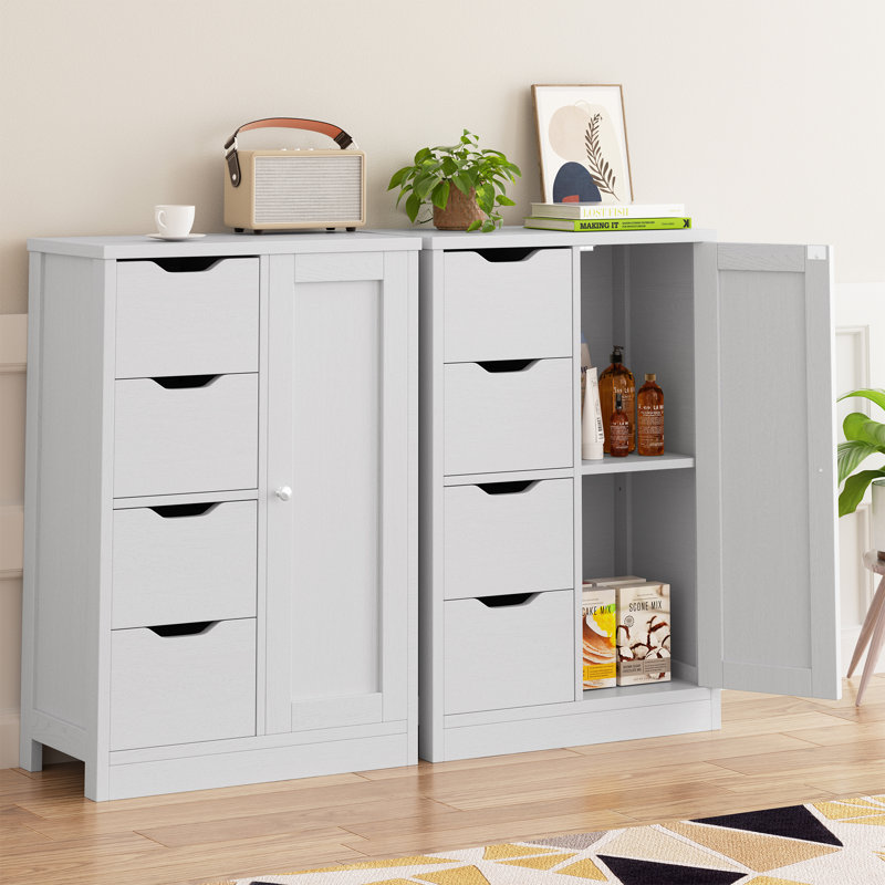 Free-Standing Bathroom Storage Cabinet, White