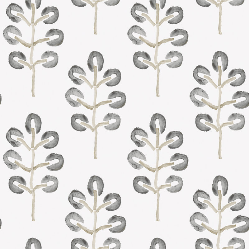 Plum Tree 33' L x 20.5" W Wallpaper Roll, Black