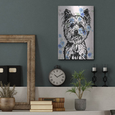 Red Barrel Studio® «Straight On Yorkie» par Dean Russo, art mural en métal