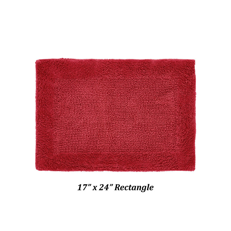Jasmyne Premium 100% Cotton Tufted Reversible Bath Rug, Extra Soft & Super Absorbent, Machine Washable Bathroom Rug for Shower, Tub, 20" x 60" Runner, Red