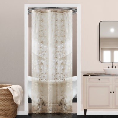 Toraino Floral Shower Curtain. Rustic Leaf Lace Shower Curtain