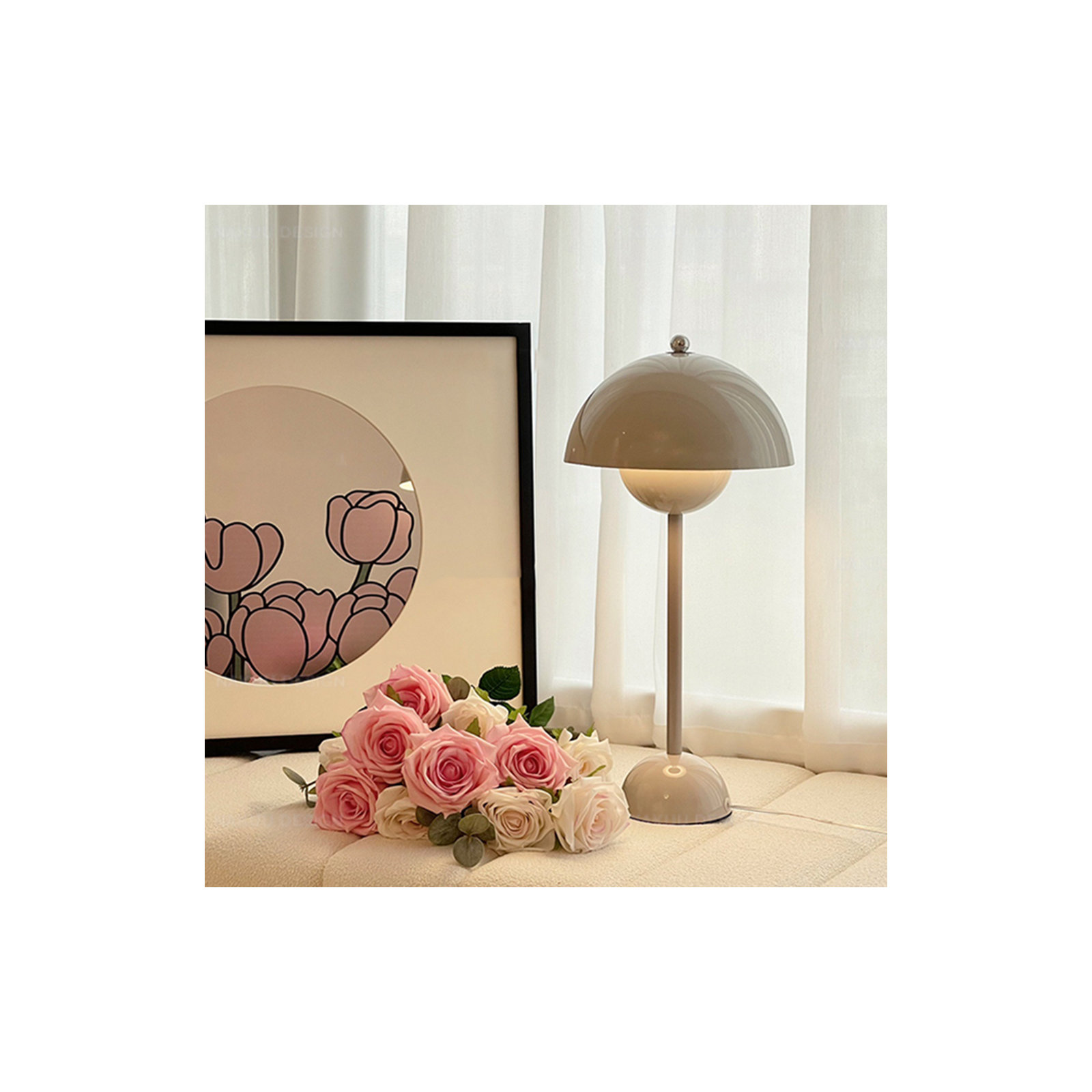 Brunilde Adjustable Metal Table Lamp, Gray, Gray