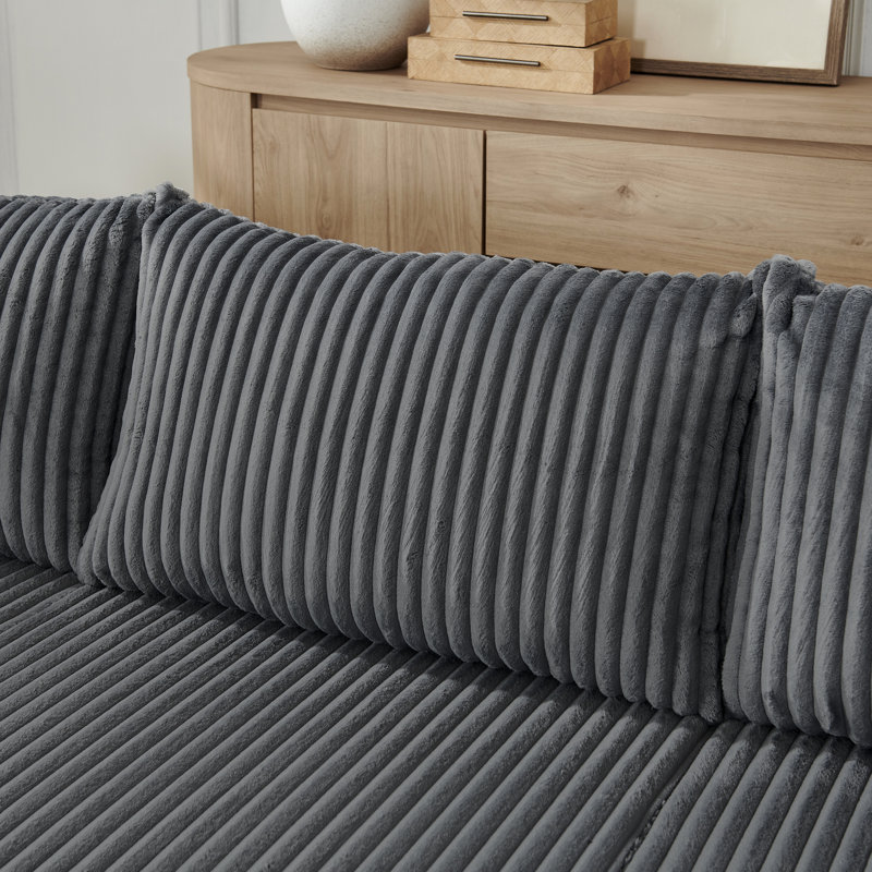 Gris compact modulaire, velours côtelé compressé, 3 places, style minimaliste, sans assemblage, espace optimisé pour les petits appartements avec espaces de vie modernes