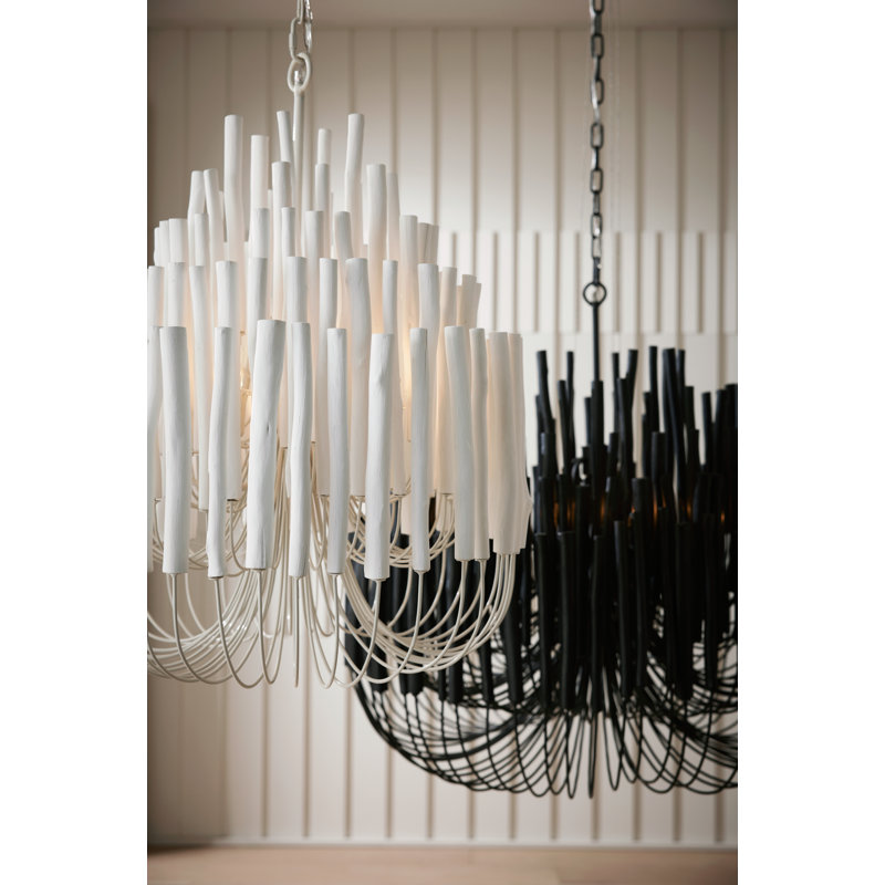 Tilda Chandelier, Black Stained Wood, 38" H x 36" W x 36" D