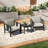 Polett Teak Outdoor Two-Person Patio Set With Cushions And Side Table-124178250-124178255