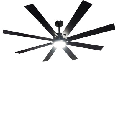 Ventilateur de plafond intelligent avec lumière et télécommande via Alexa WIFI Lndustrial, grand ventilateur de plafond avec 8 pales en contreplaqué, moteur à courant continu silencieux à 6 vitesses, ventilateurs de plafond intérieur et extérieur