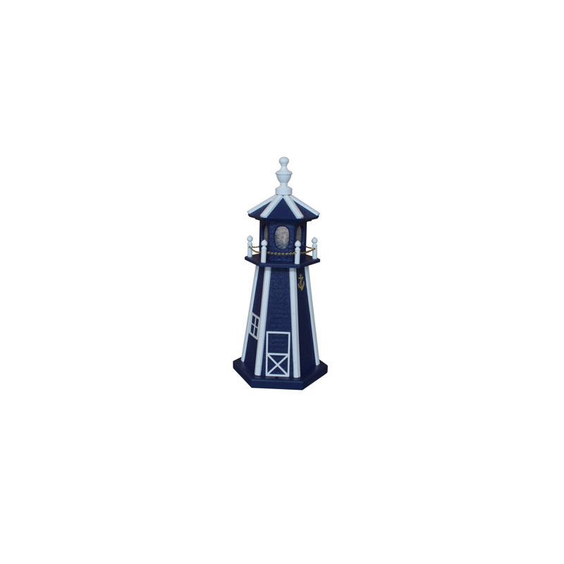 Statue de jardin Baldric, H 29 po x l 13 po x P 13 po, Bleu marine/blanc