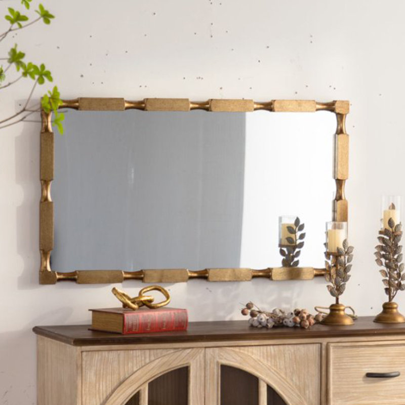 Miroir mural rétro en bois sculpté rond avec cadre colonne décorative rétro