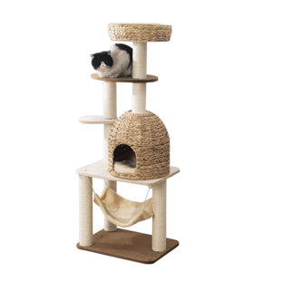 57.87" Natural Color Standard Solid + Manufactured Wood Cat Tree