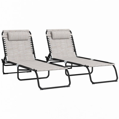 Outsunny Folding Chaise Lounge Pool Chair, Patio Sun Tanning Chair, Outdoor Lounge Chair With 4-Position Reclining Back
