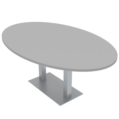 6 Person Oval Shaped Conference Table with Double Base
