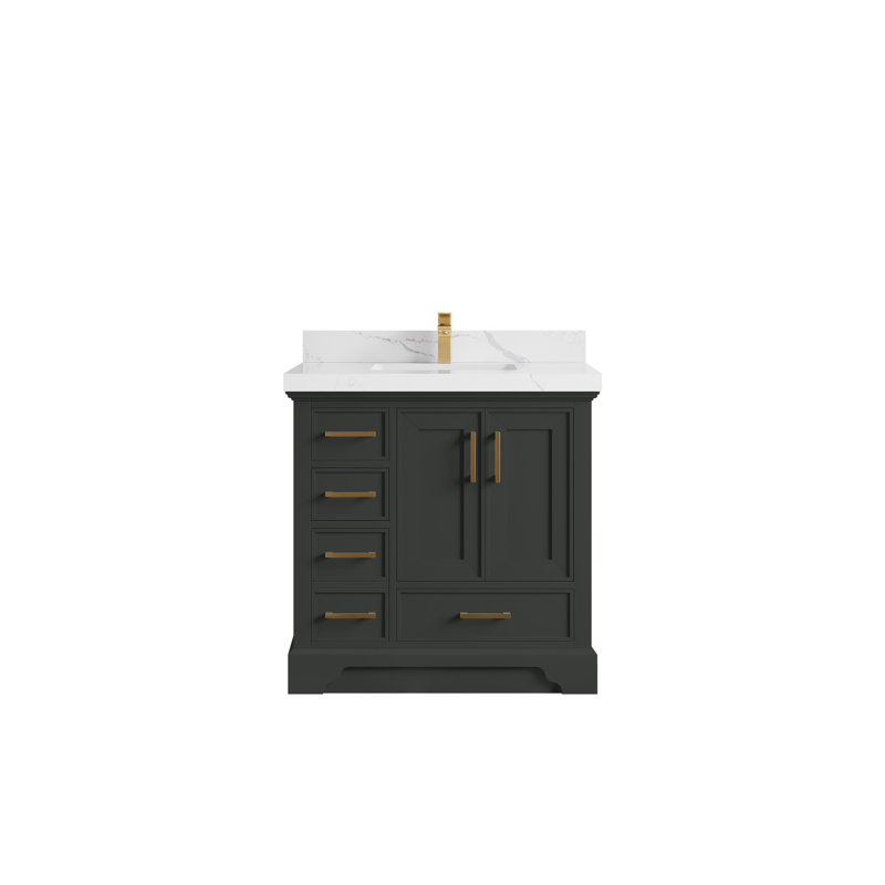 Meuble-lavabo simple 36 po avec comptoir Jonesha, Calacatta Laza