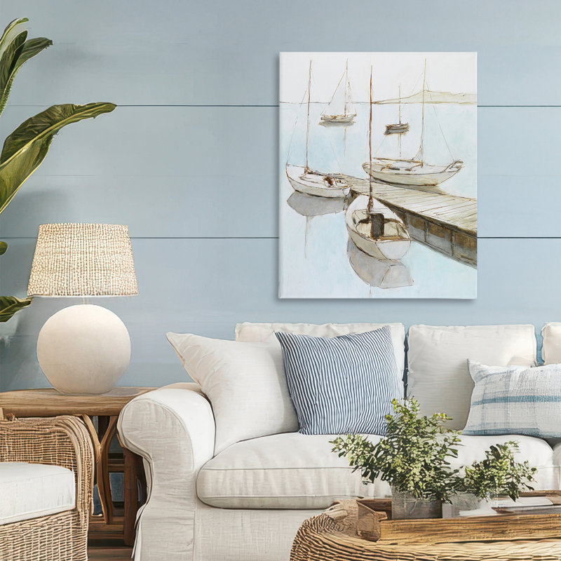 «Docked Sails Coastal Scene», conception par Lorenzo Collective, H 30 po x l 24 po