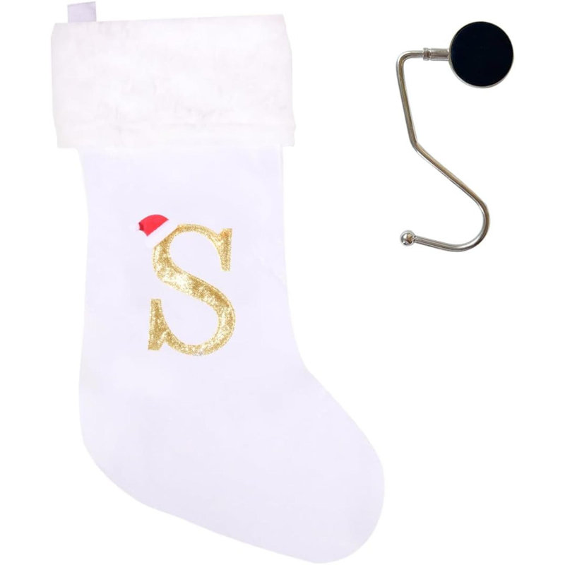 Bas de Noël monogrammés de 20 pouces avec lettres, bas de Noël super doux, bas de grand monogramme, bas de lettre rouge pour les Fêtes de Noël, cadeau de Noël…