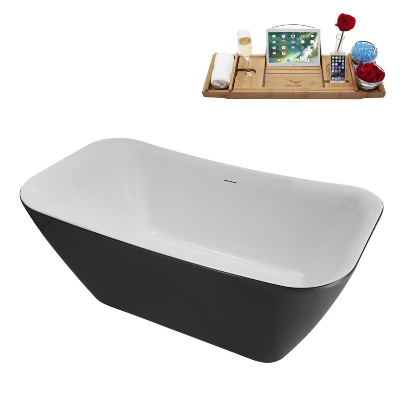 Baignoire autoportante 59 "avec drain interne Streamline, Bronze brossé