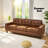 87.55 " Faux Leather Tufted Sofa Couch,Mid-Century  3-Seater Leather Upholstered  Couch-1651079094