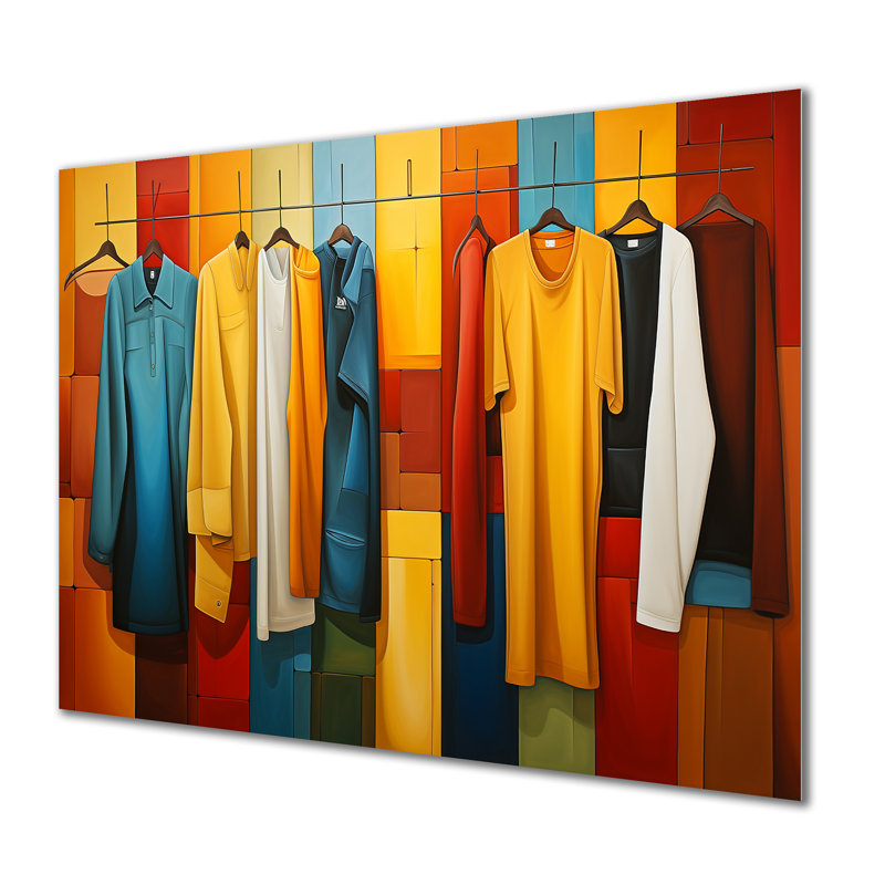 Yellow Cubist Laundry Day Chaos II - Laundry Metal Wall Art MT135097, 12" H x 20" W x 1" D