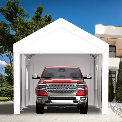 Heavy Duty Carport 10' X 20', Portable With 2 Doors And 4 Ventilated Windows, For Lawn Mowers, White & ,