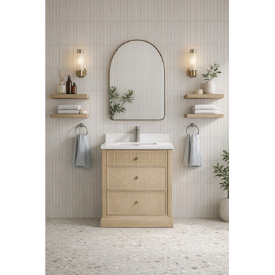 Redondo 30'' Single Bathroom Vanity With Engineered Stone Top