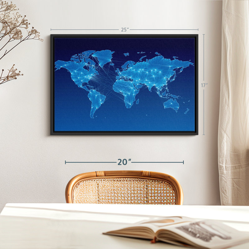 "Carte du monde intégrée", art mural, H 17 po x l 25 po