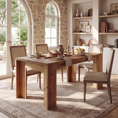 Farmhouse Solid Wood Rectangular Dining Table for Home