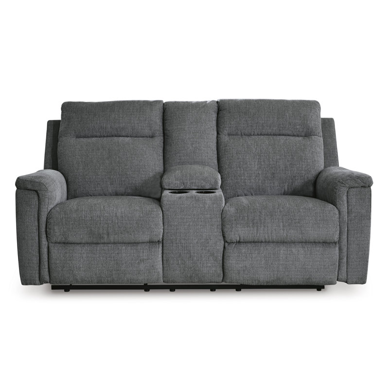 Doux Upholstered 75'' Power Reclining Loveseat, Dark Gray