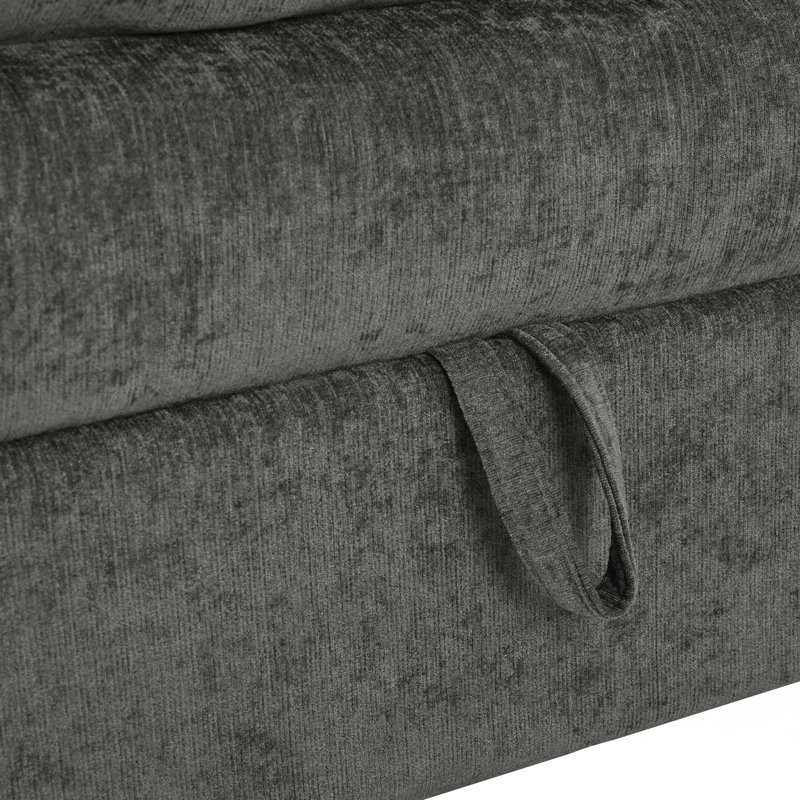 6-Piece Modular Sofa Bed With Storage, Gray Polyester