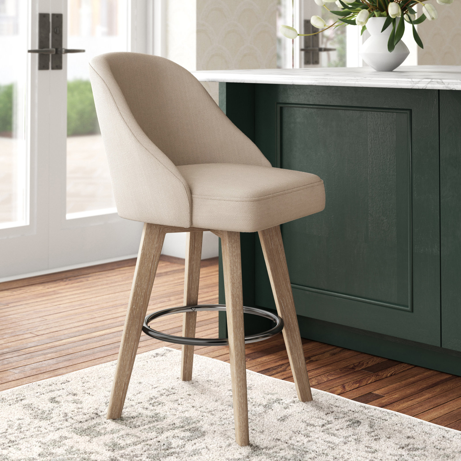 Pearce Swivel Bar Stool, Gray, Counter Stool (25.75” Seat Height), 1