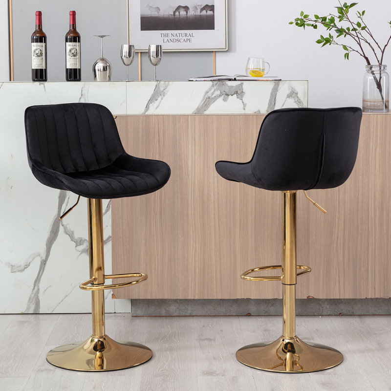 Tabouret pivotant rembourré Garnich, Noir