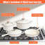 Ensemble de batterie de cuisine en fonte émaillée, casseroles et poêles antiadhésives 8 pièces avec couvercles, comprenant une cocotte, une poêle et une casserole pour toutes les surfaces de cuisson, une répartition uniforme de la chaleur pour la cuisson, le rôtissage et le sautage
